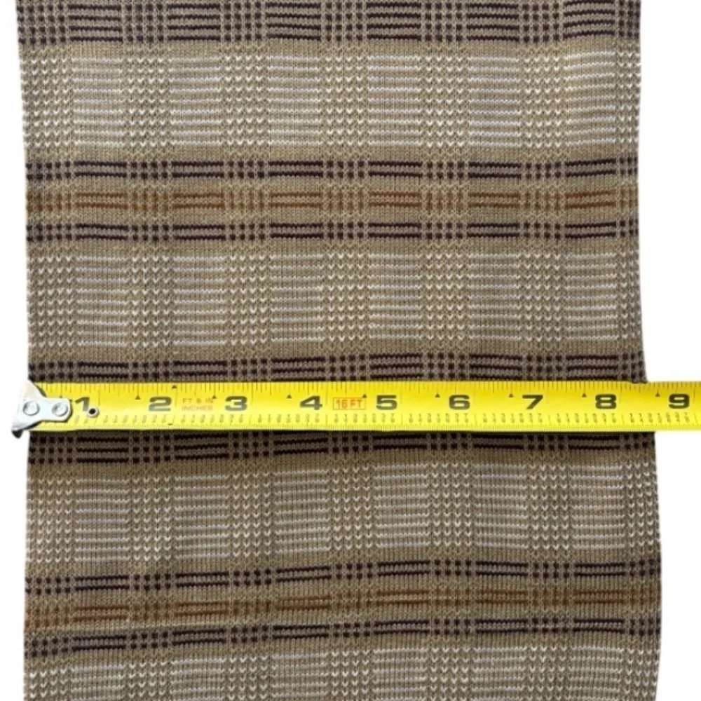 Jain & Amber Unisex Beige and Brown Checkered Pattern Fringe 56 x 8 1/2 Scarf